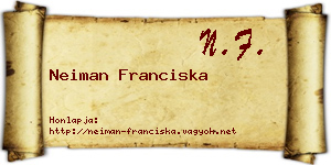 Neiman Franciska névjegykártya